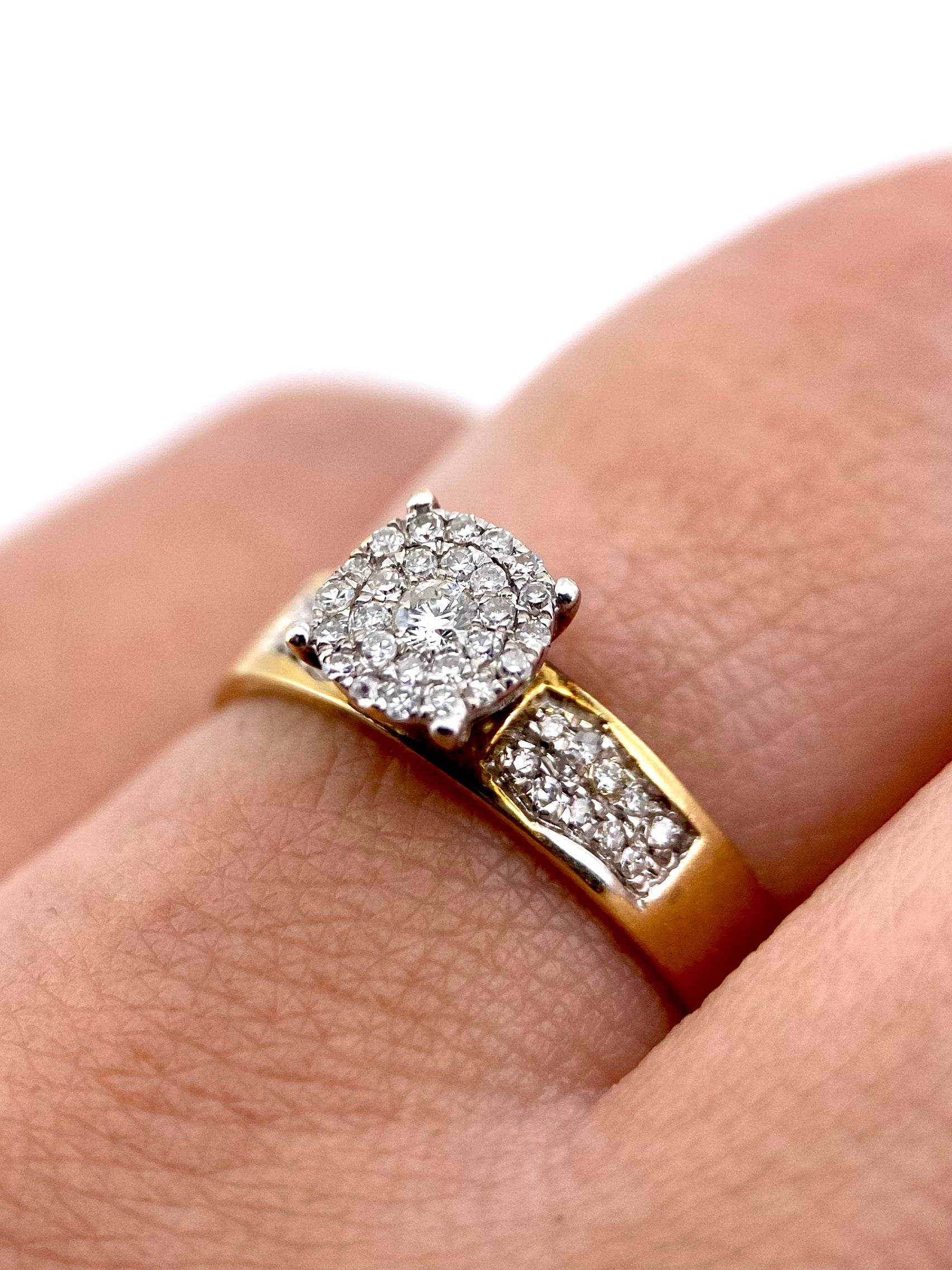 Oro Amarillo 14k Redondo 0.35ct de Diamantes Naturales                            Anillo Compromiso OF1702