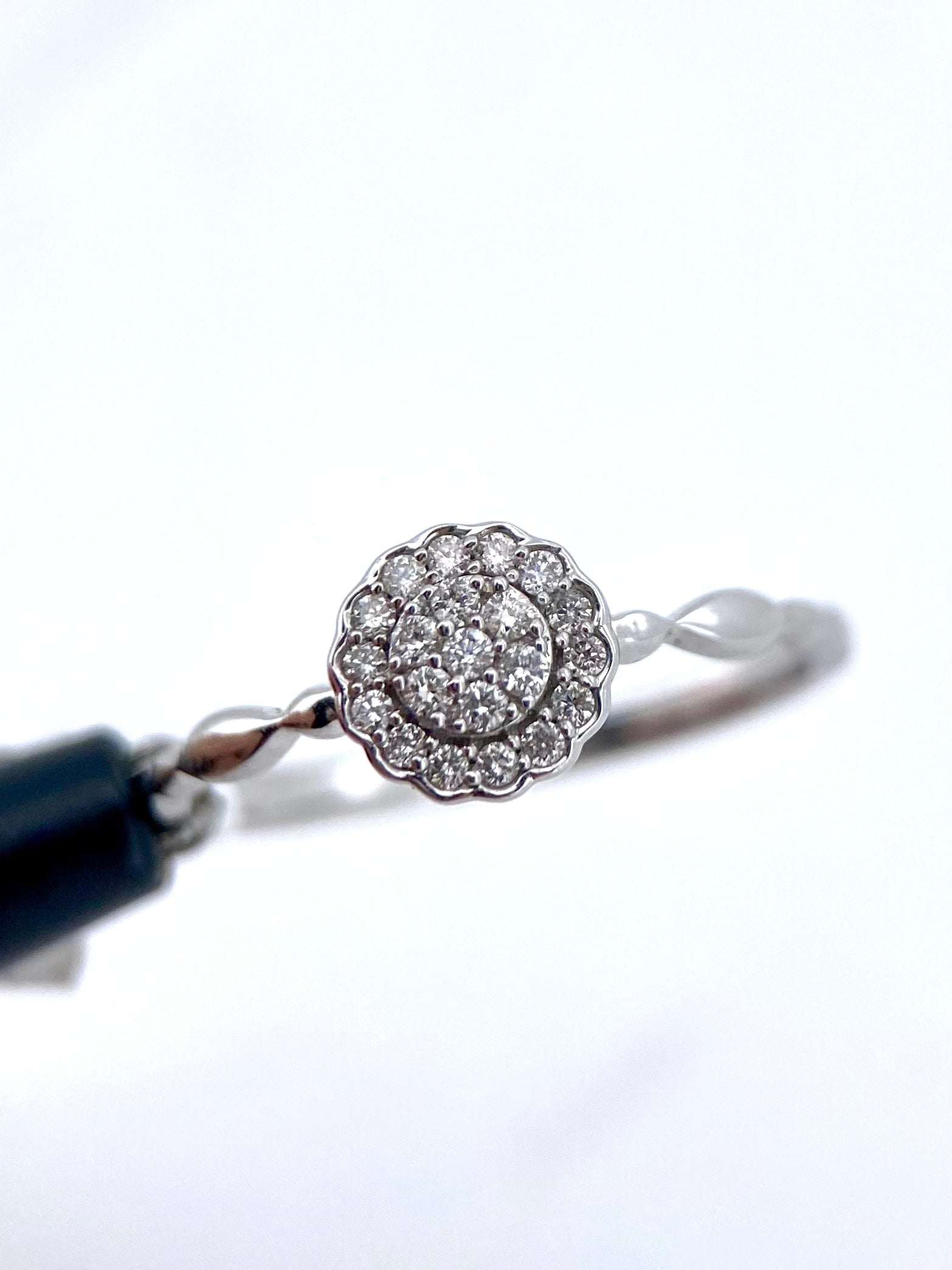 Oro Blanco 14k Redondo 0.16ct de Diamantes Naturales                            Anillo Compromiso OF1868