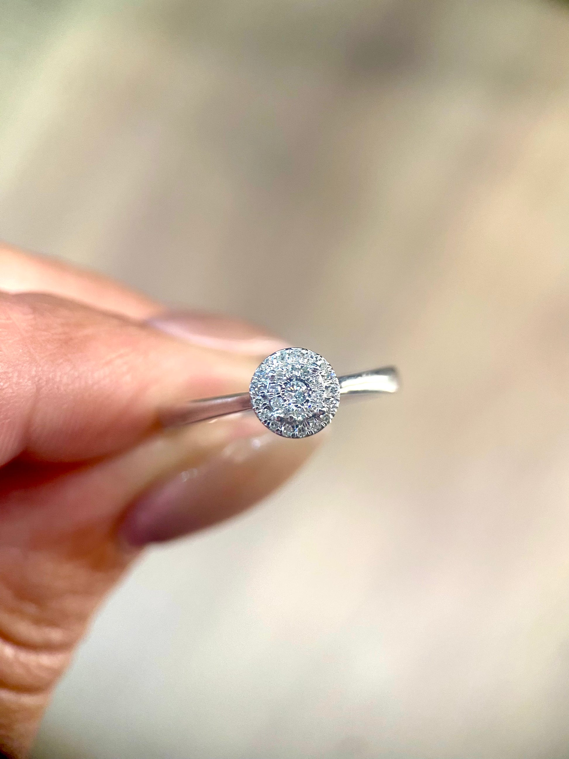 Oro Blanco 14k Redondo 0.15ct de Diamante                                                   Anillo Compromiso OF1869