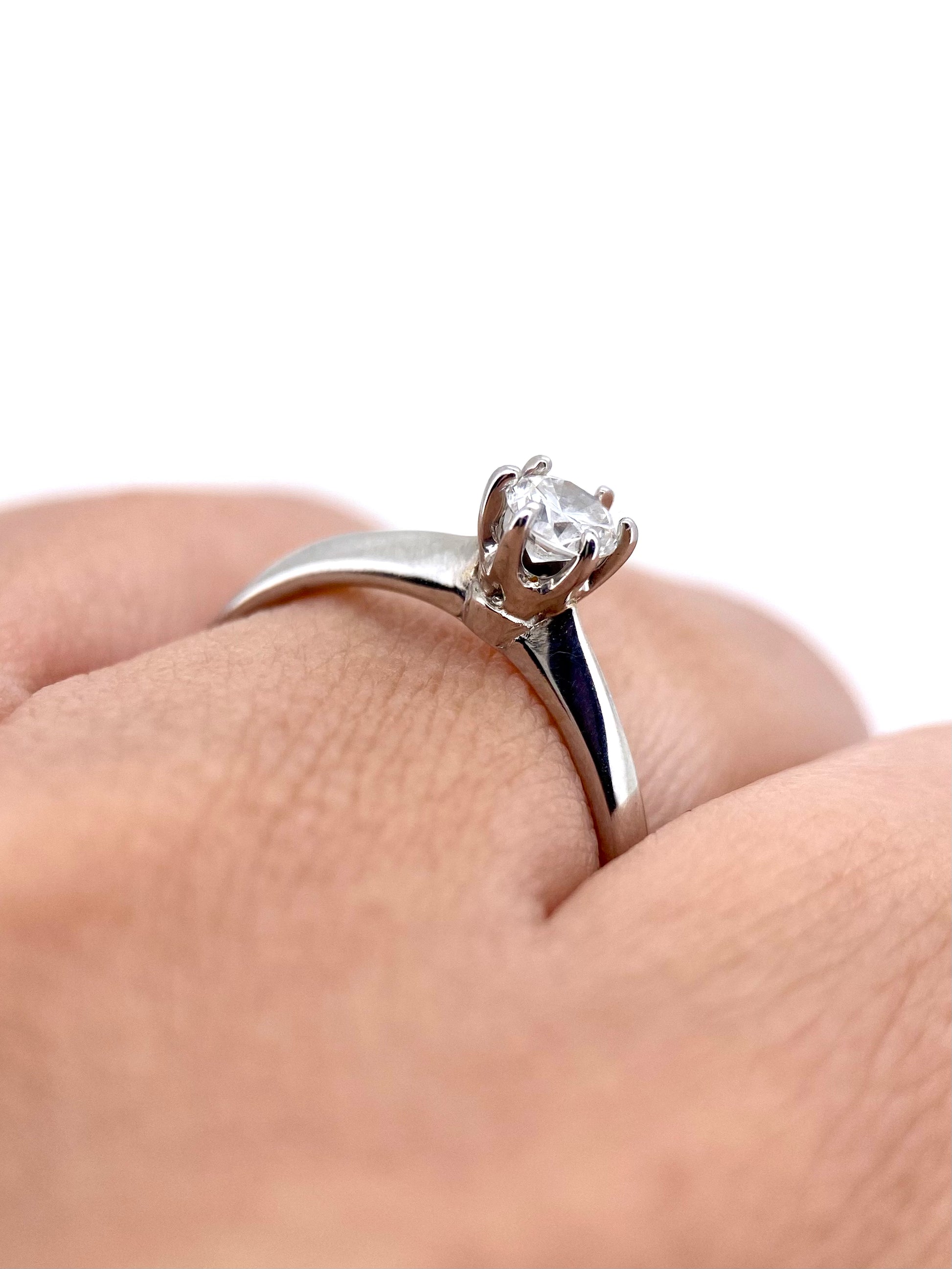 Oro Blanco 14k Redondo 0.24ct de Diamante Natural                                                  Anillo Compromiso OF2236