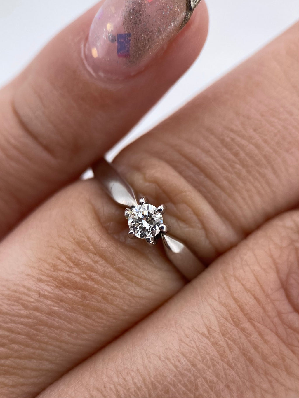 Oro Blanco 14k Redondo 0.16ct de Diamante Natural                                                  Anillo Compromiso OF2044