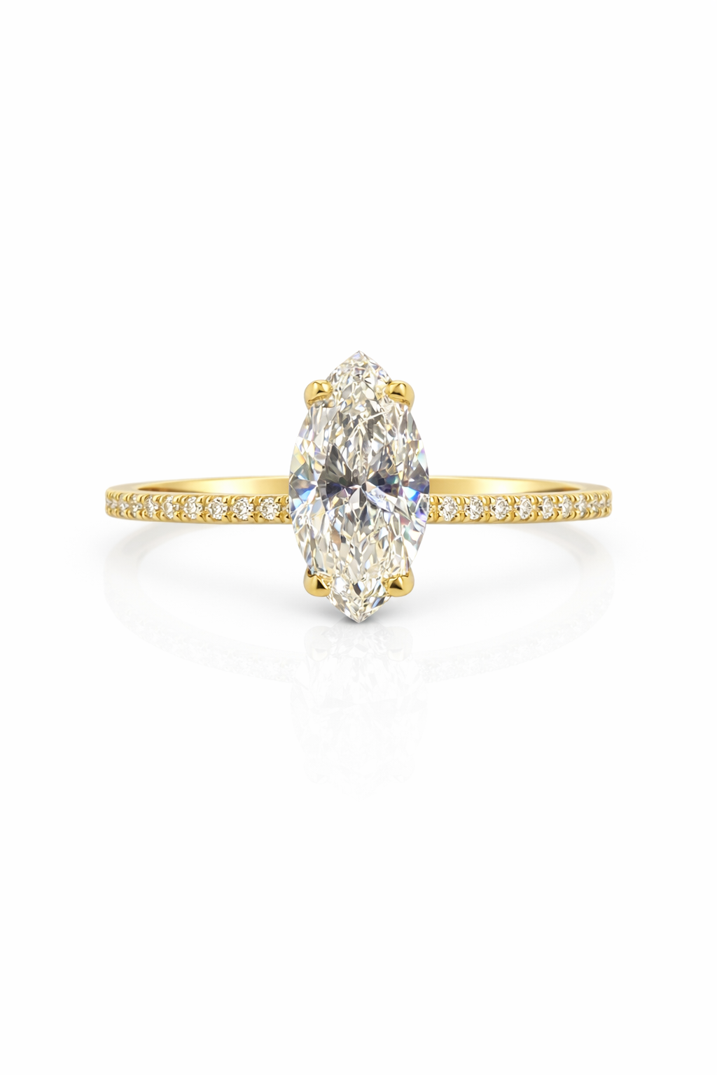 Diamante Laboratorio IGI Marquisse 1.01ct+0.16ct Oro Amarillo-Anillo de Compromiso
