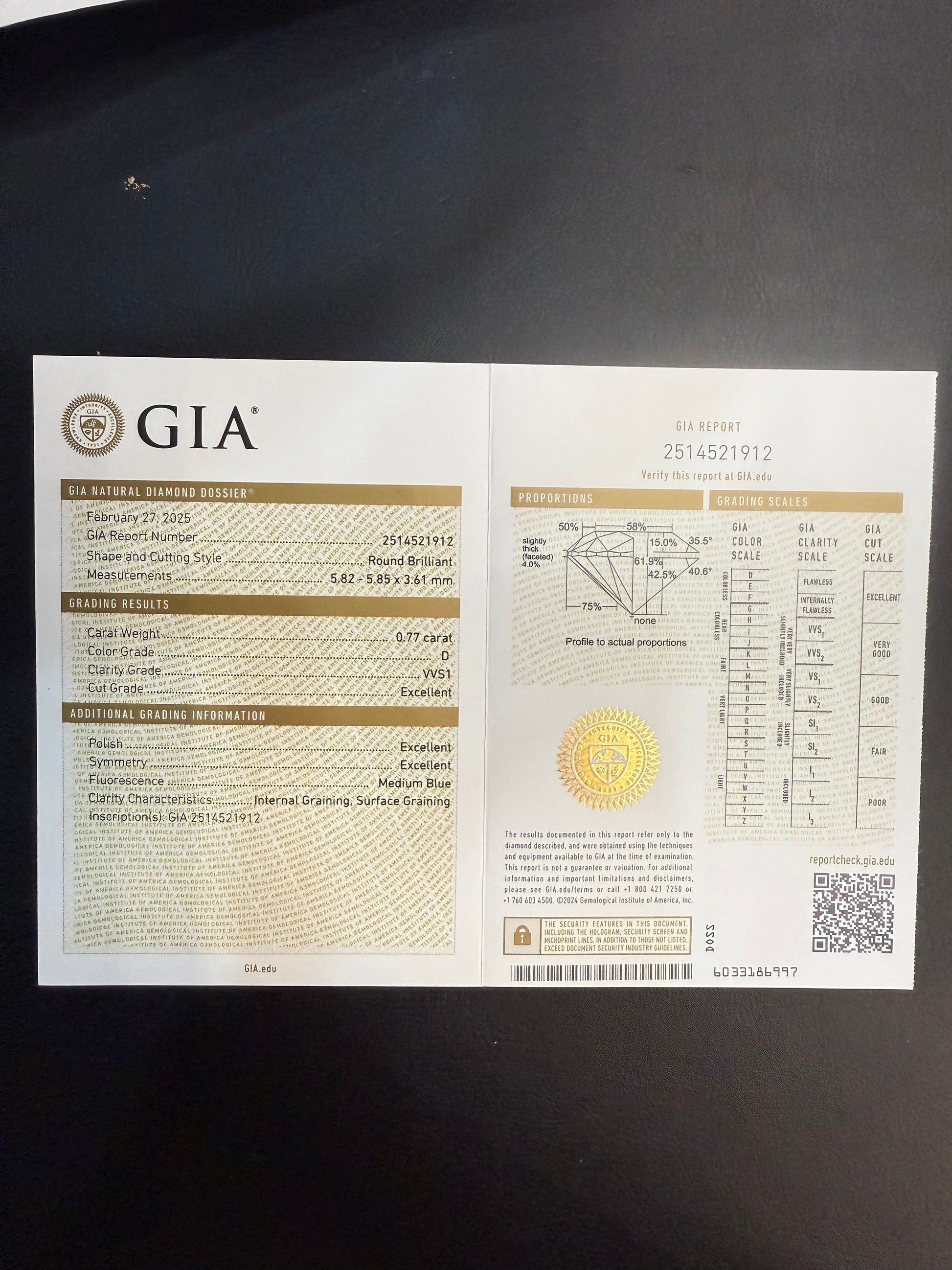 Redondo 0.77ct Diamante GIA
