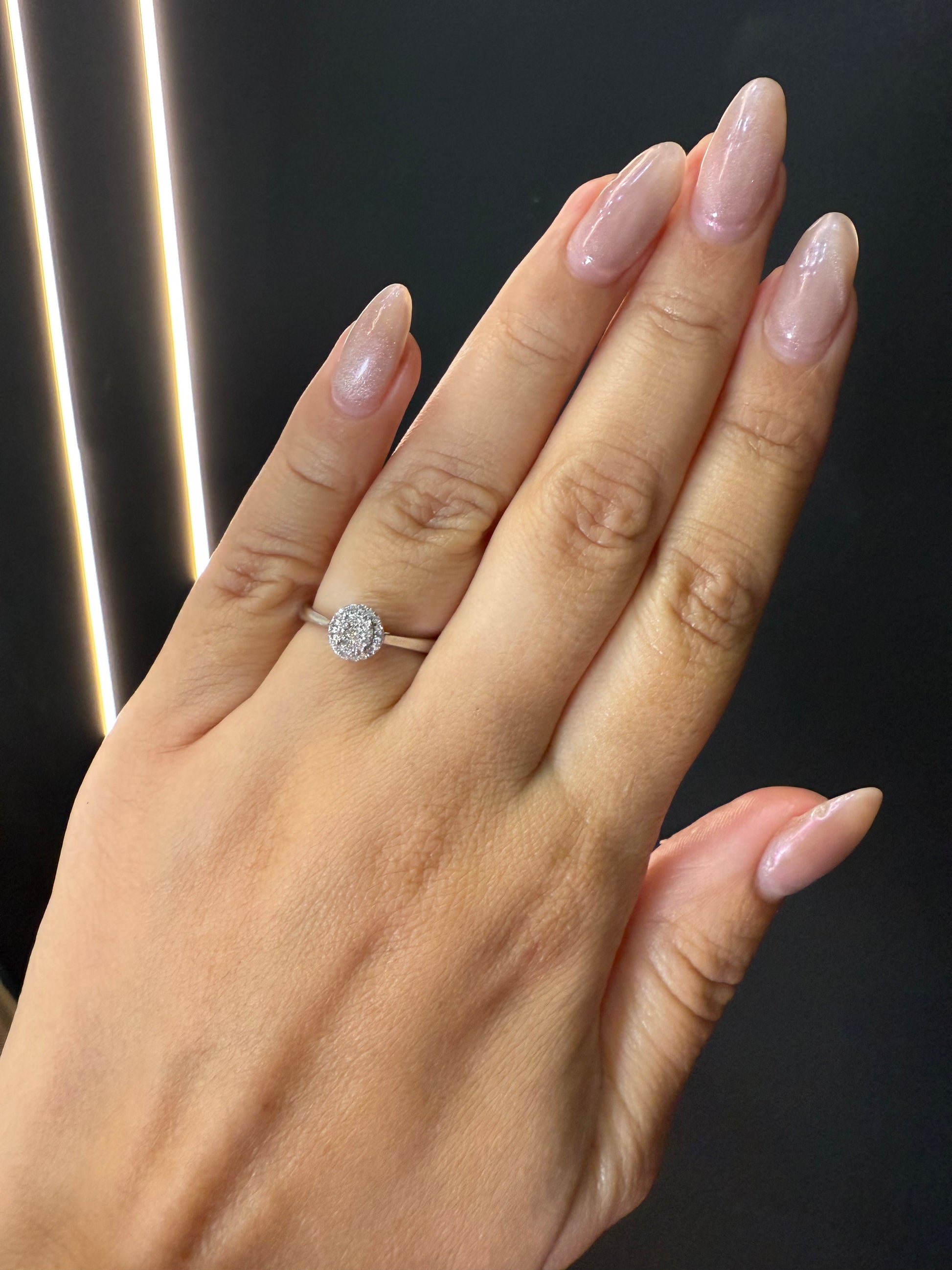 Oro Blanco 14k Redondo 0.15ct de Diamante                                                   Anillo Compromiso OF1869