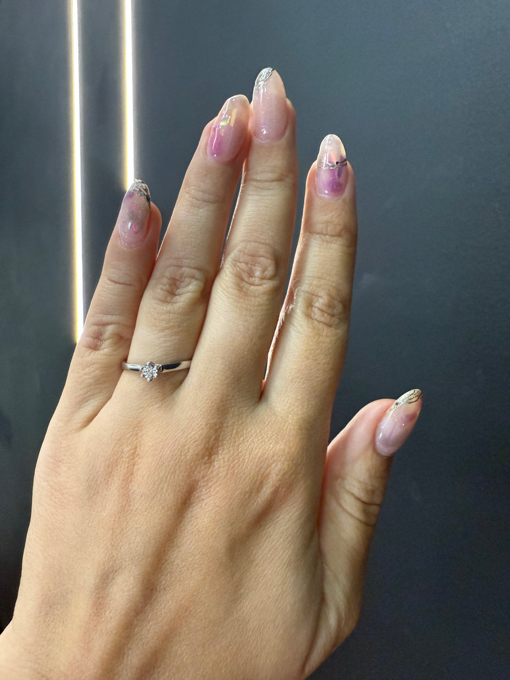 Oro Blanco 14k Redondo 0.19ct de Diamantes Naturales                            Anillo Compromiso OF1436