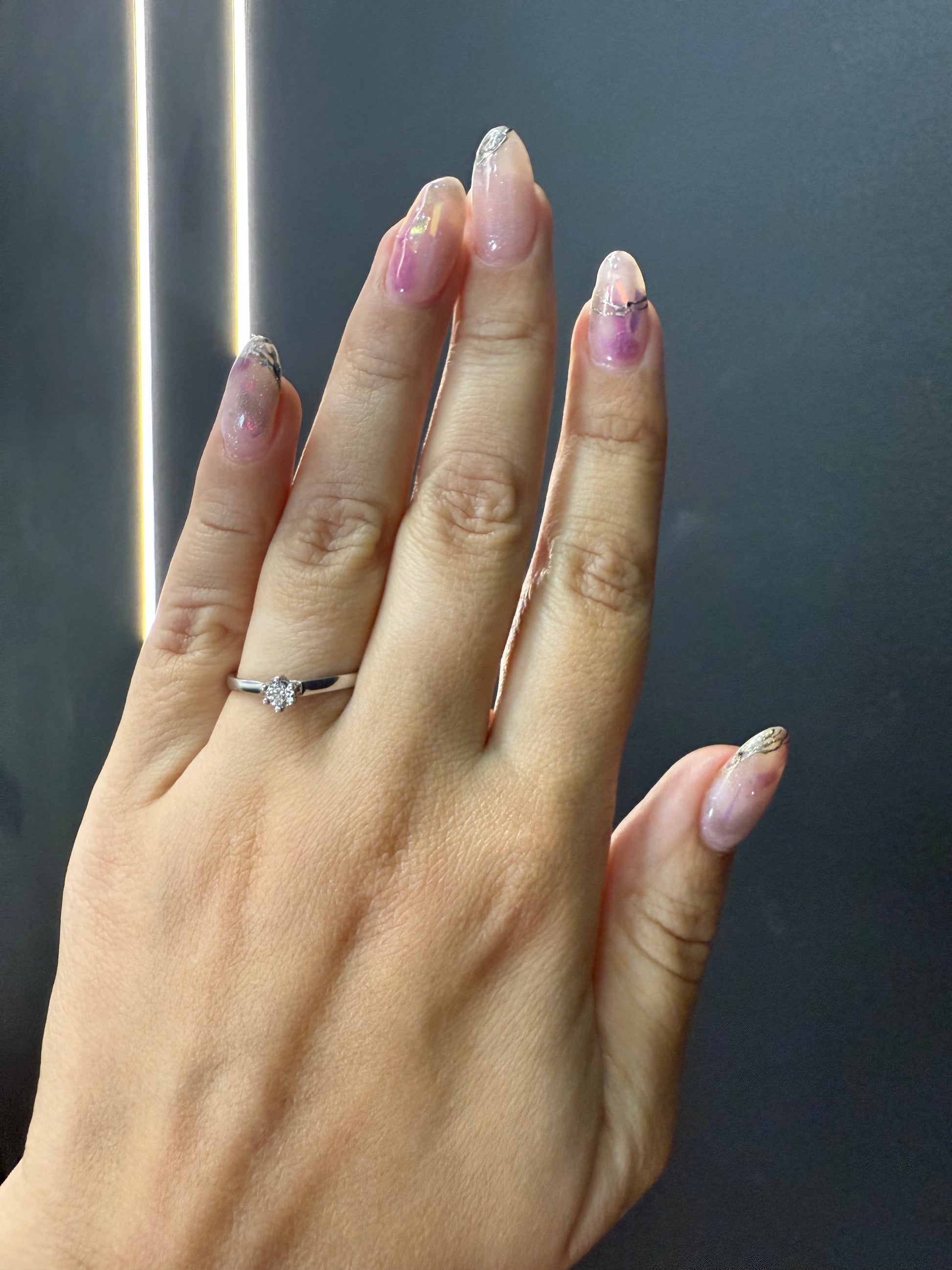 Oro Blanco 14k Redondo 0.19ct de Diamantes Naturales                            Anillo Compromiso OF1436