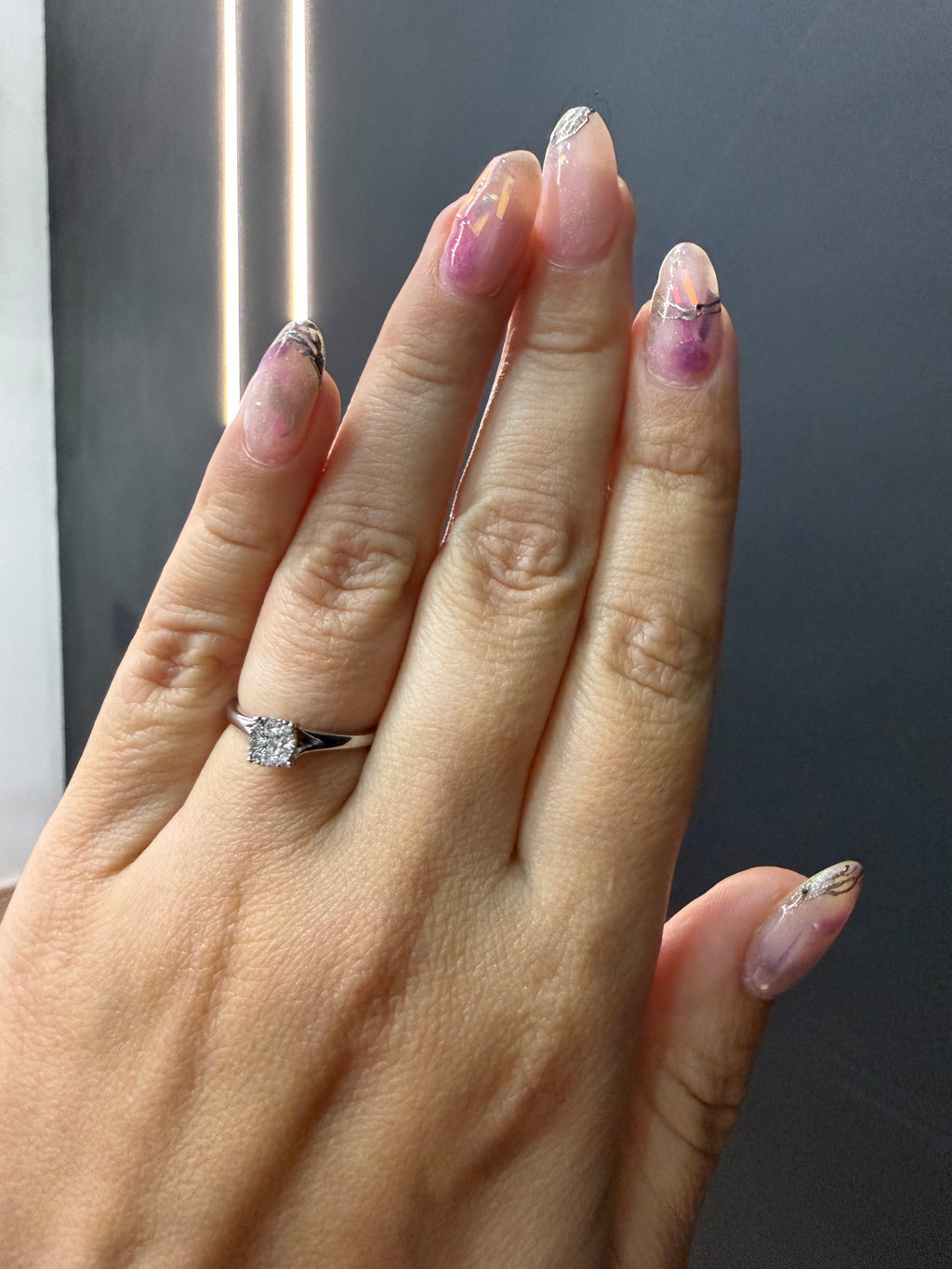 Oro Blanco 14k Redondo 0.20ct de Diamante Natural                                                  Anillo Compromiso OF1916