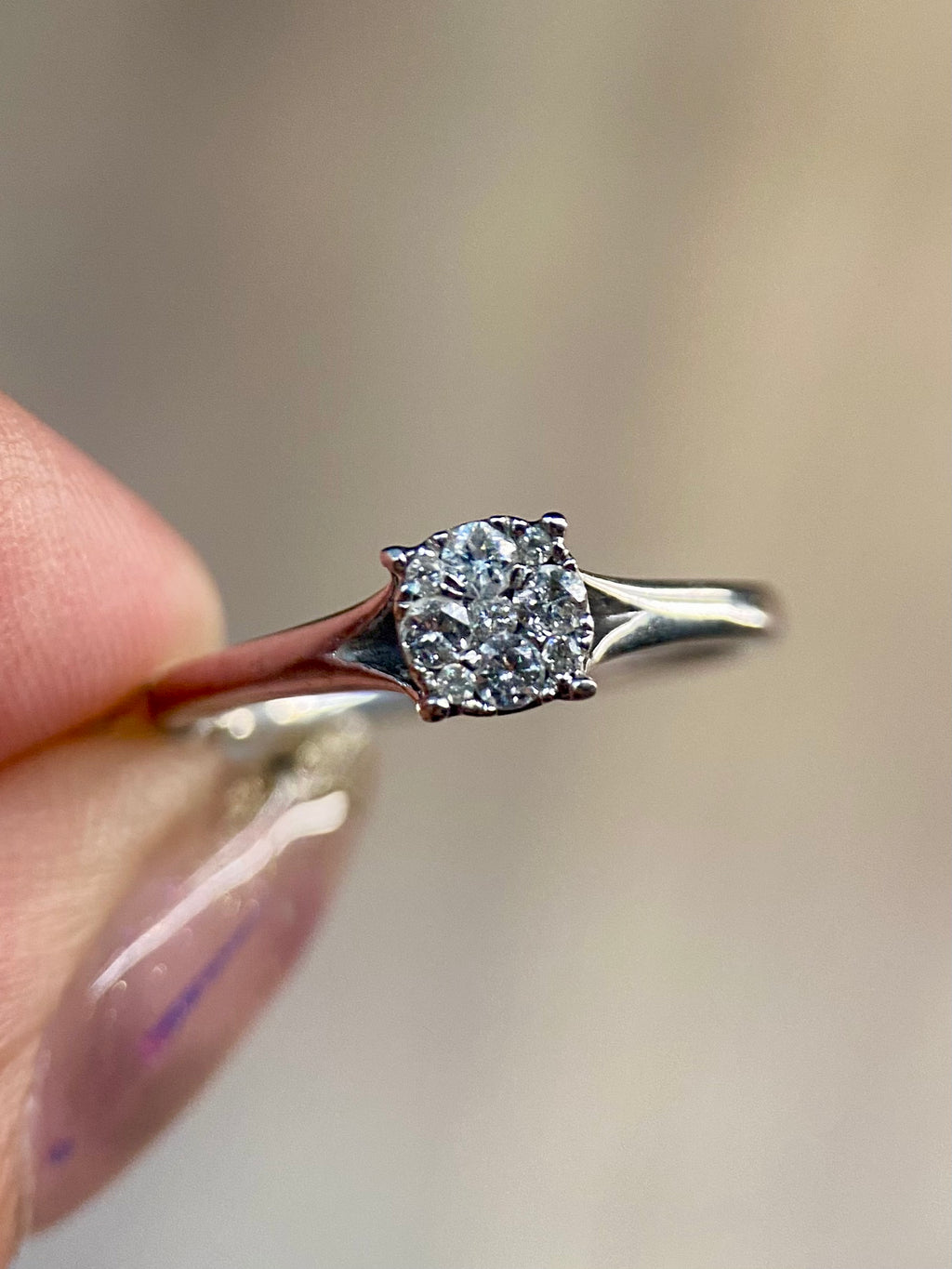 Oro Blanco 14k Redondo 0.20ct de Diamante Natural                                                  Anillo Compromiso OF1916