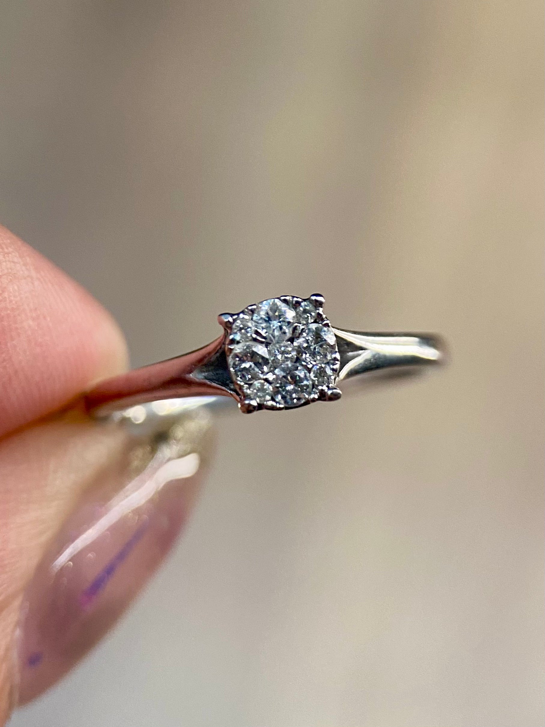 Oro Blanco 14k Redondo 0.20ct de Diamante Natural                                                  Anillo Compromiso OF1916