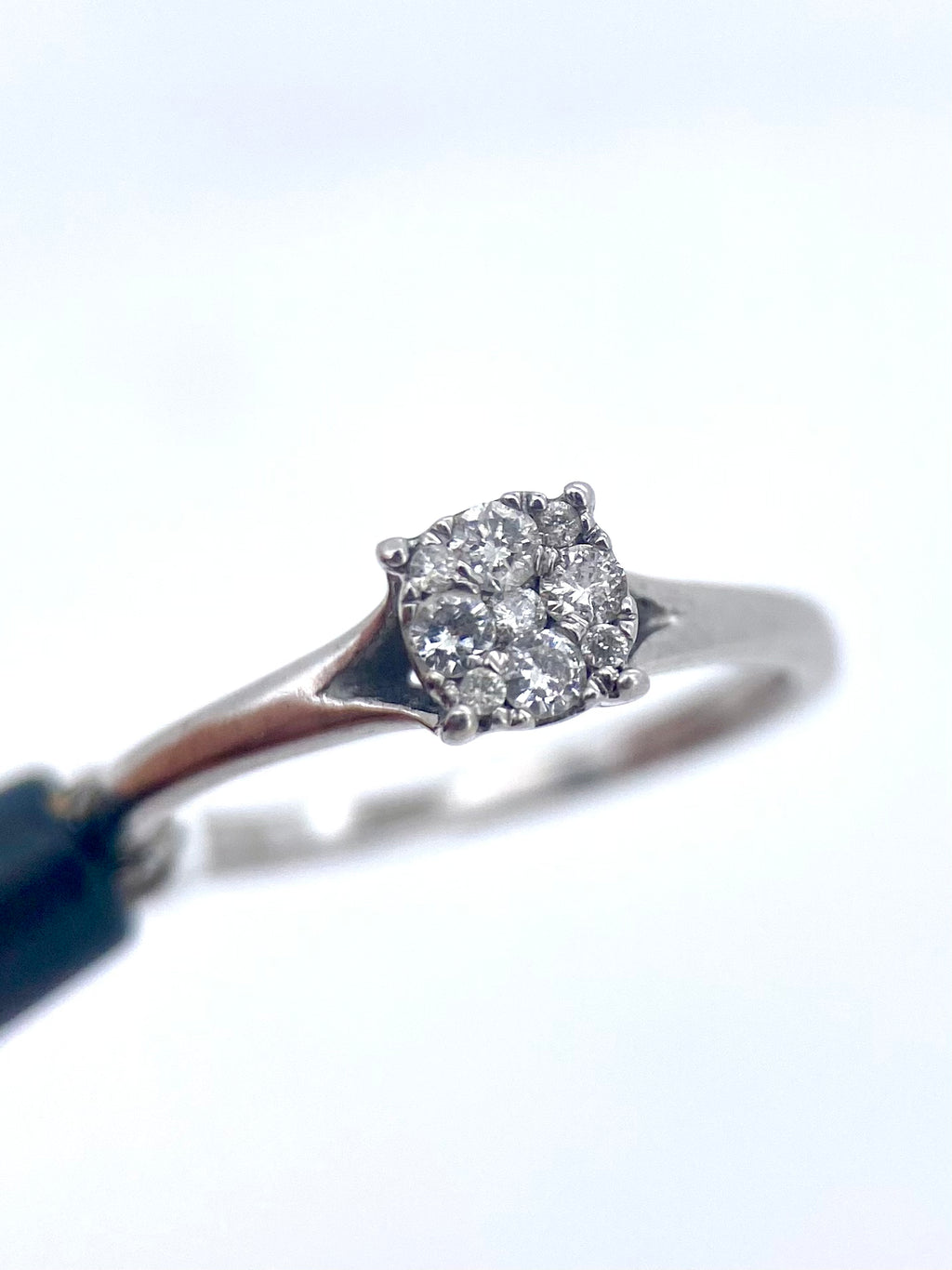 Oro Blanco 14k Redondo 0.20ct de Diamante Natural                                                  Anillo Compromiso OF1916