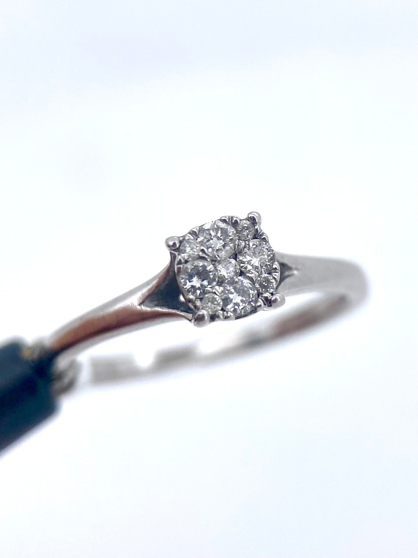 Oro Blanco 14k Redondo 0.20ct de Diamante Natural                                                  Anillo Compromiso OF1916