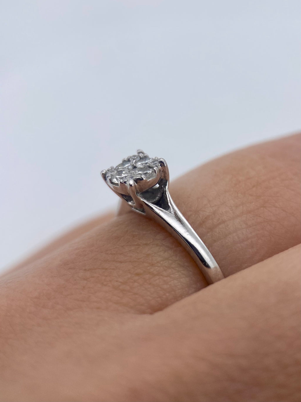 Oro Blanco 14k Redondo 0.20ct de Diamante Natural                                                  Anillo Compromiso OF1916