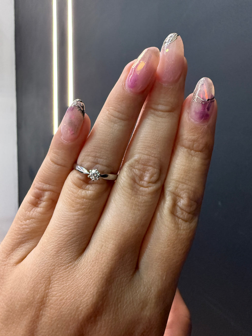 Oro Blanco 14k Redondo 0.16ct de Diamante Natural                                                  Anillo Compromiso OF2044