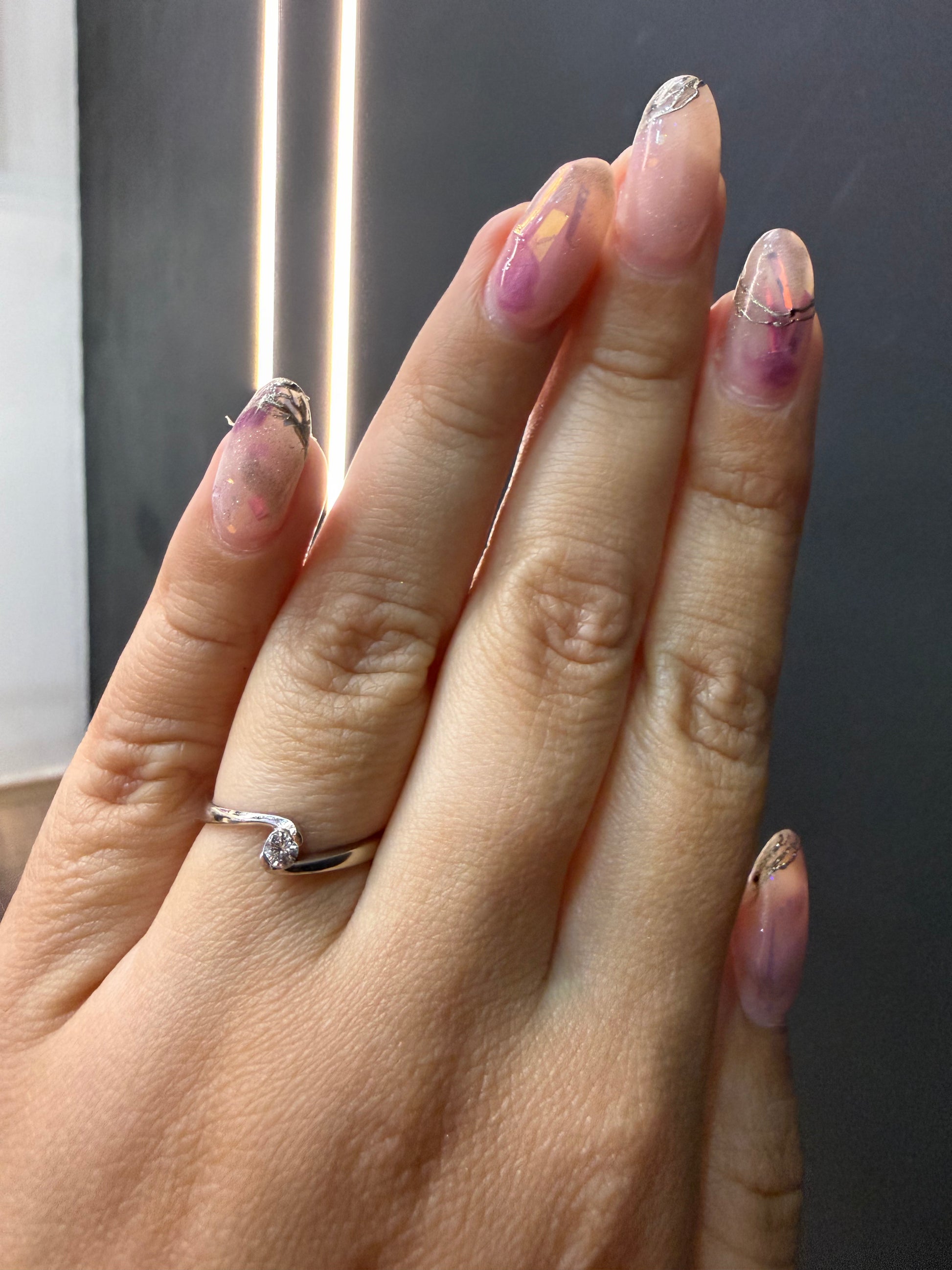 Oro Blanco 14k Redondo 0.10ct de Diamante Natural                                                  Anillo Compromiso OF1898