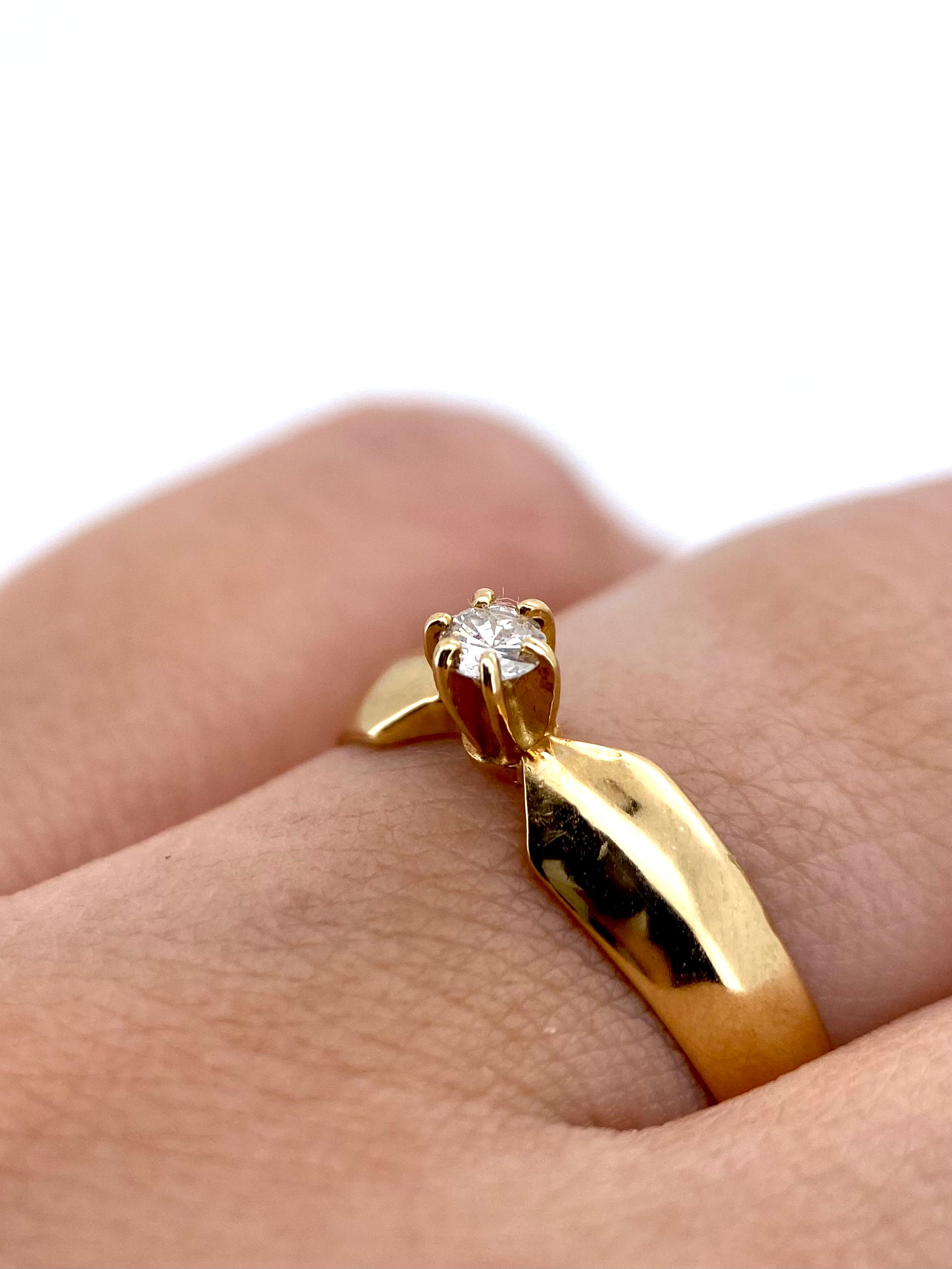 Oro Amarillo 14k Redondo 0.10ct de Diamante Natural                              Anillo Compromiso OF2176