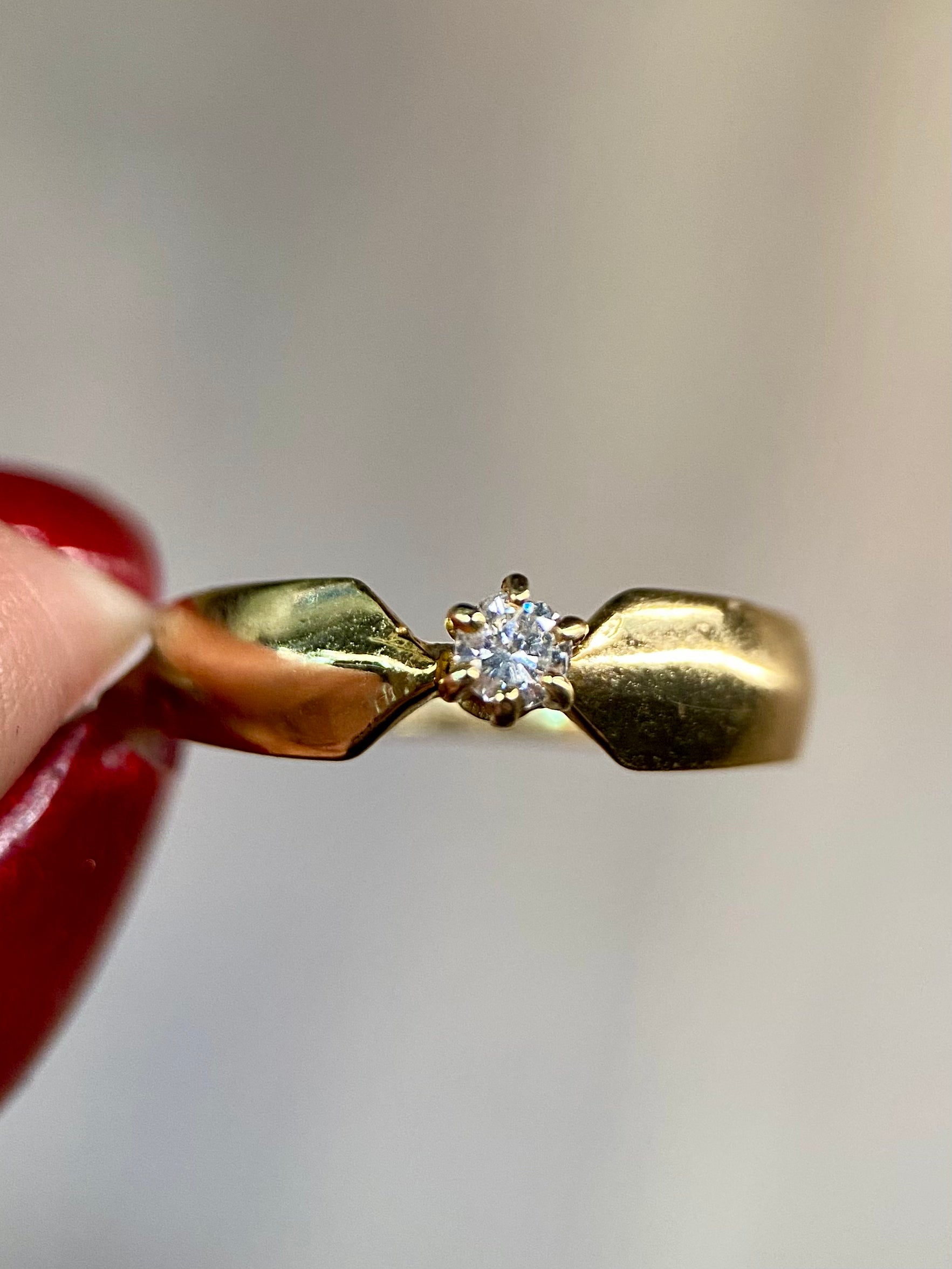 Oro Amarillo 14k Redondo 0.10ct de Diamante Natural                              Anillo Compromiso OF2176