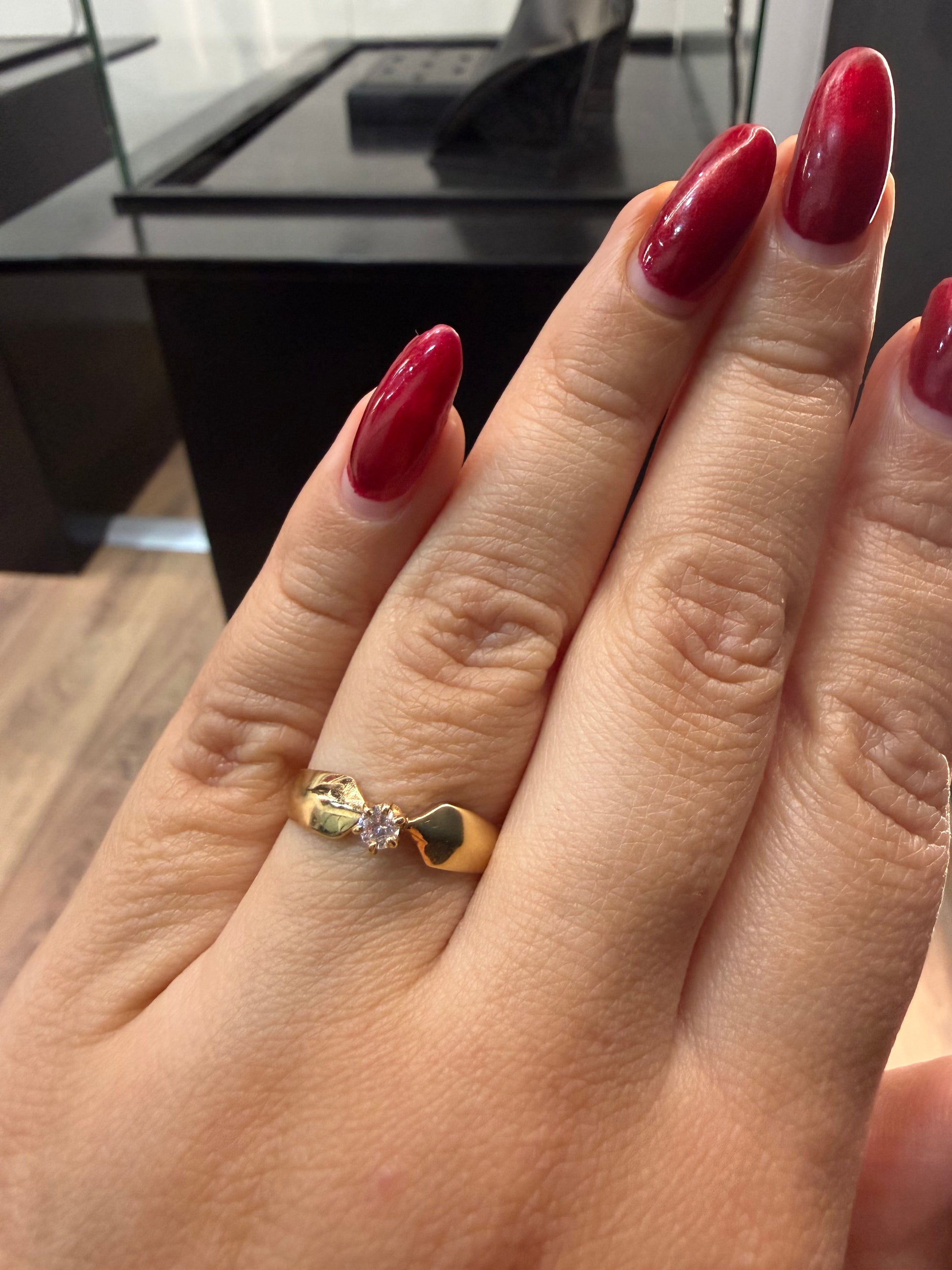 Oro Amarillo 14k Redondo 0.10ct de Diamante Natural                              Anillo Compromiso OF2176