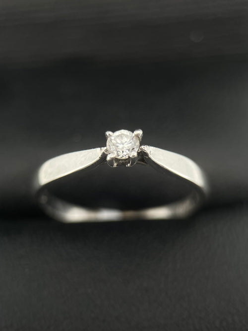Anillo Compromiso Diamante 0.10ct Oro 14k Blanco