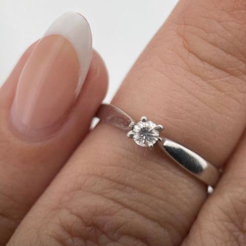 Anillo Compromiso Diamante 0.10ct Oro 14k Blanco