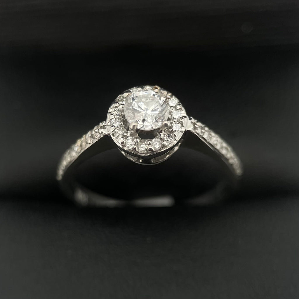 Anillo Compromiso Diamante 0.31ct + 0.16L Oro 14k Blanco