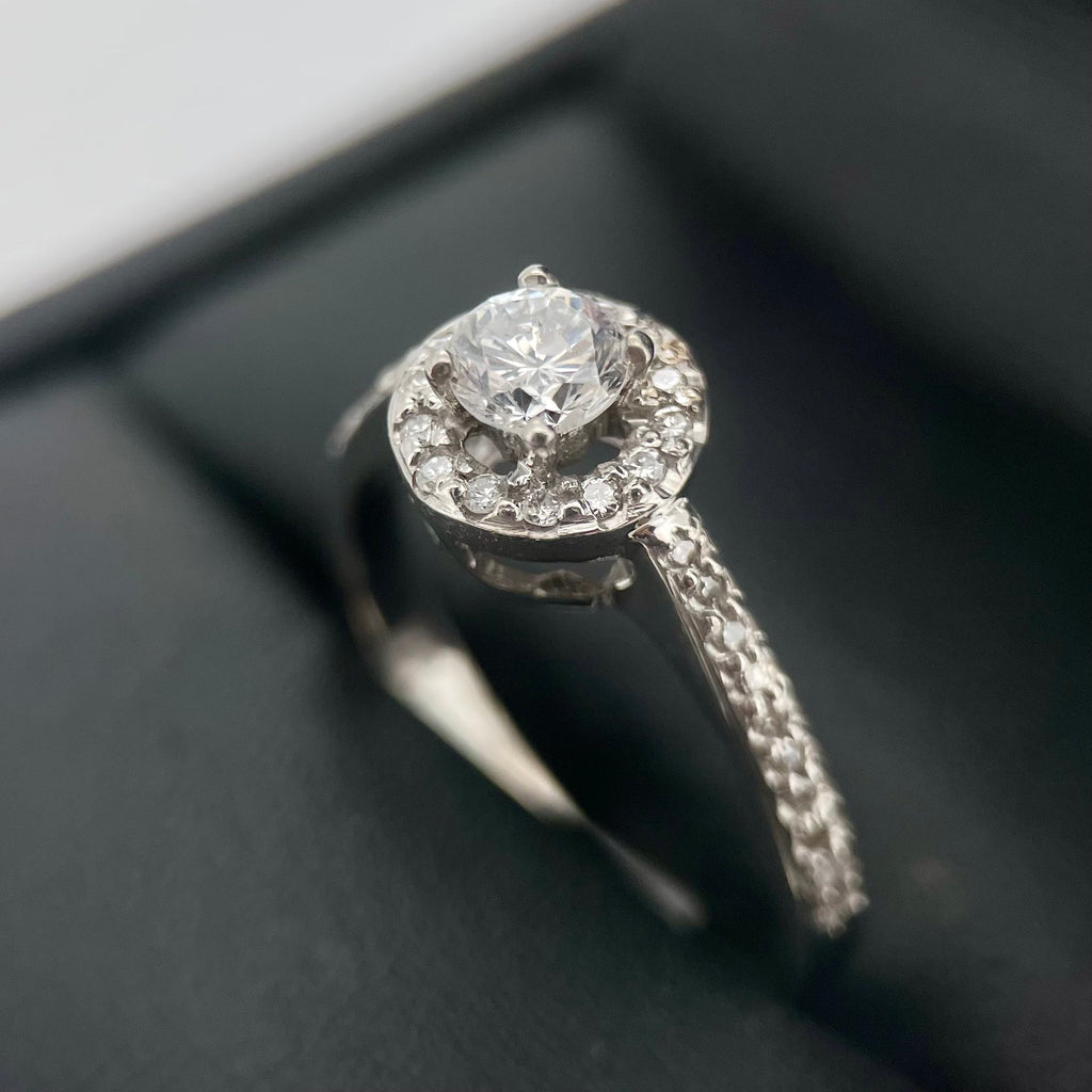Anillo Compromiso Diamante 0.31ct + 0.16L Oro 14k Blanco