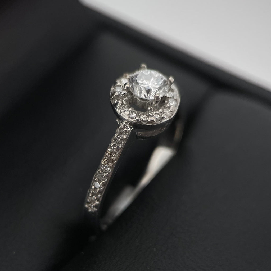Anillo Compromiso Diamante 0.31ct + 0.16L Oro 14k Blanco