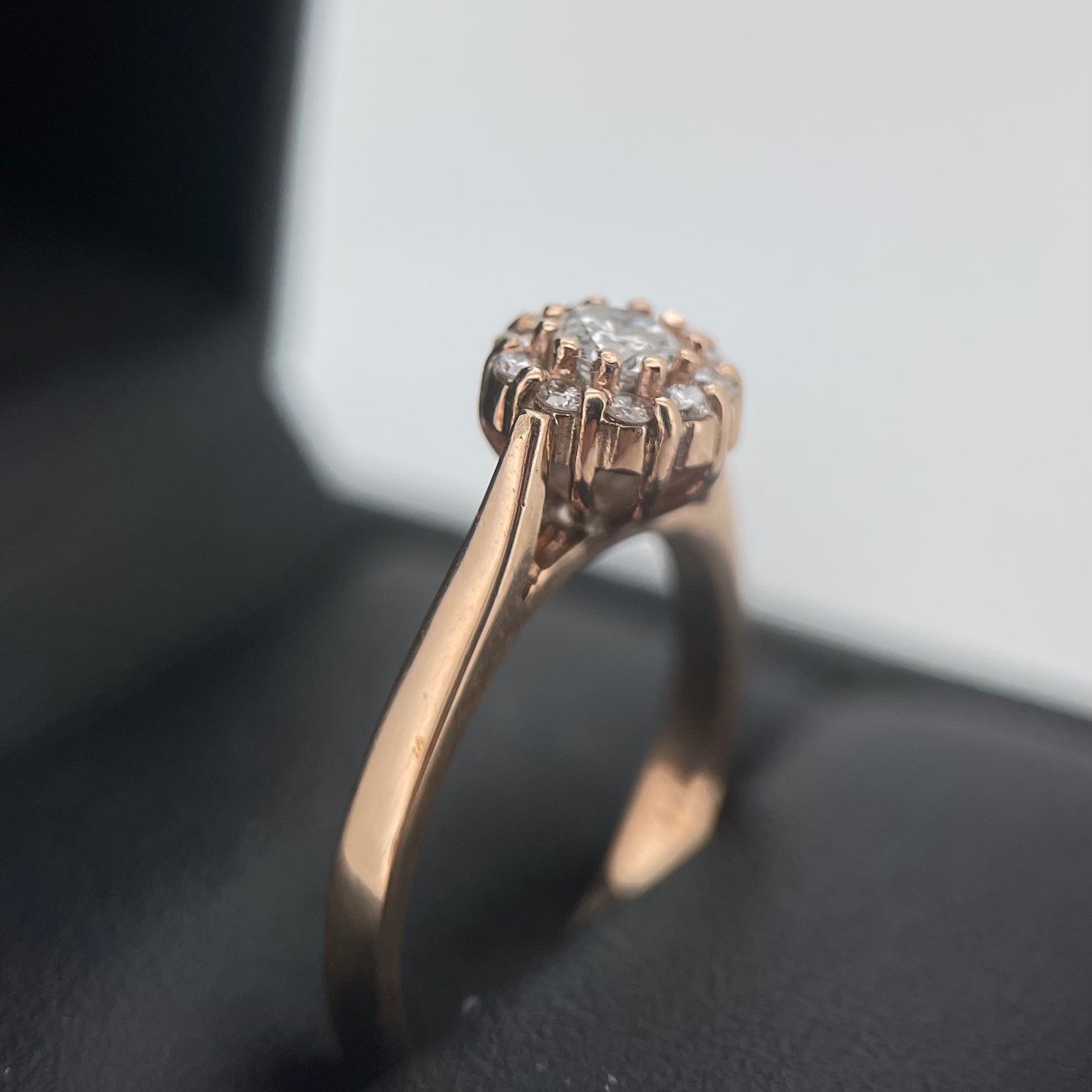 Anillo Compromiso Diamante Redondo 0.19ct + 0.10L Oro 14k Rosa