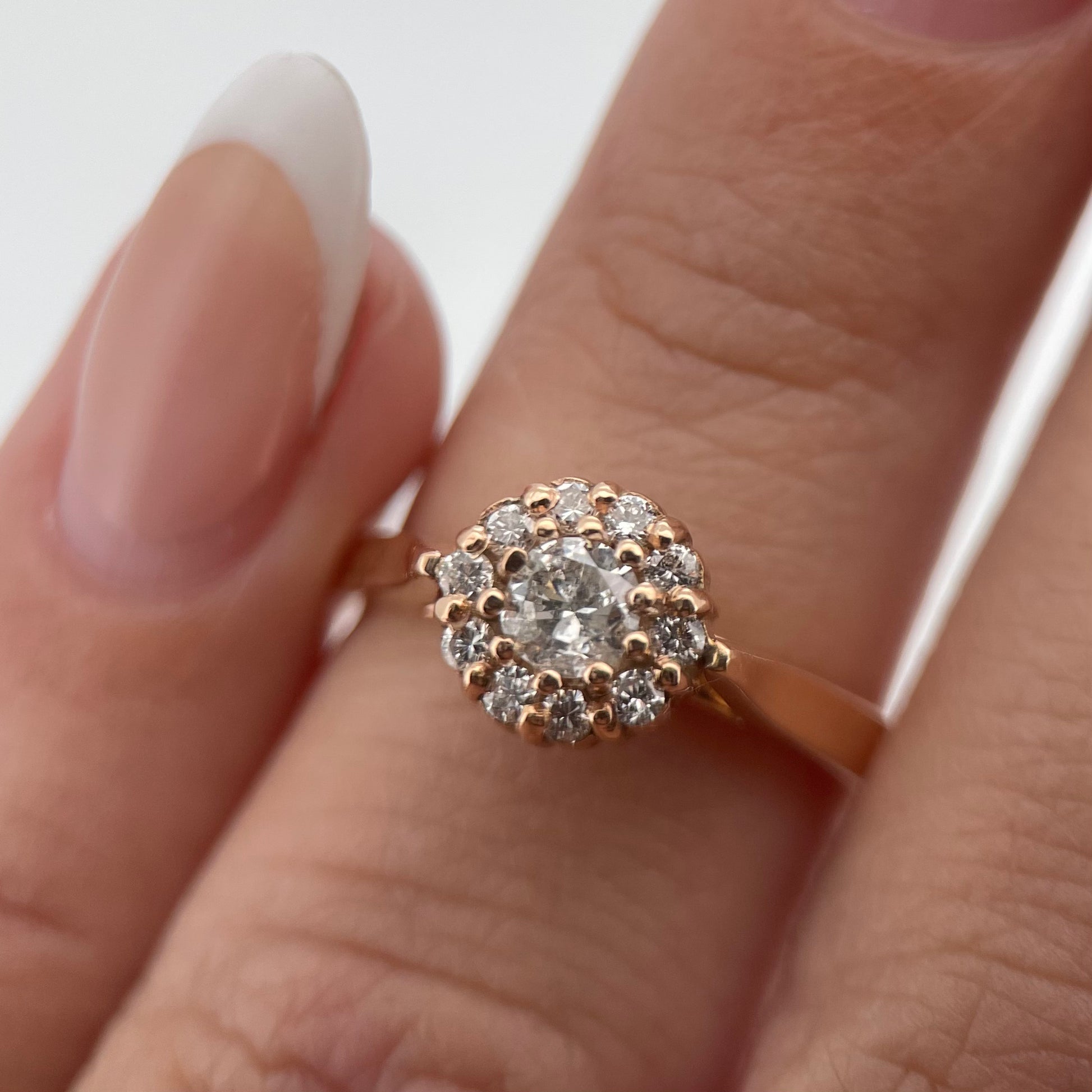 Anillo Compromiso Diamante Redondo 0.19ct + 0.10L Oro 14k Rosa