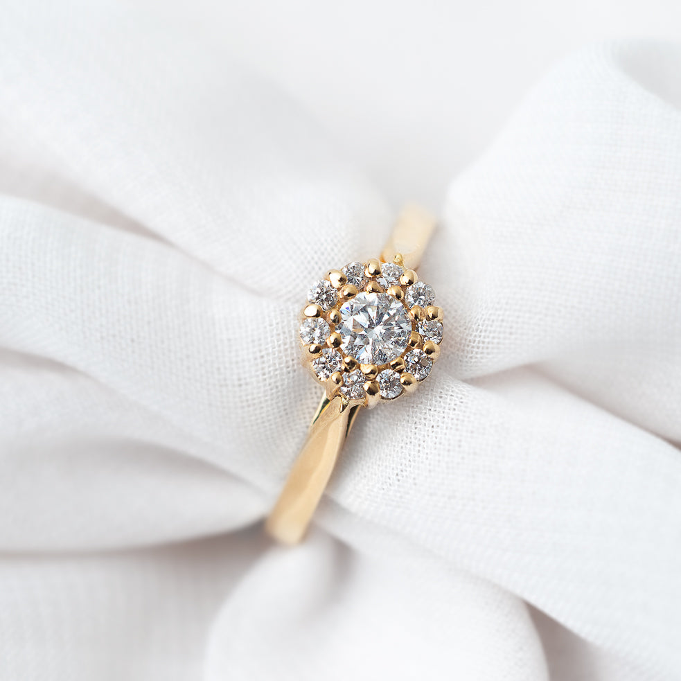 Anillo Compromiso Diamante Redondo 0.19ct + 0.10L Oro 14k Rosa
