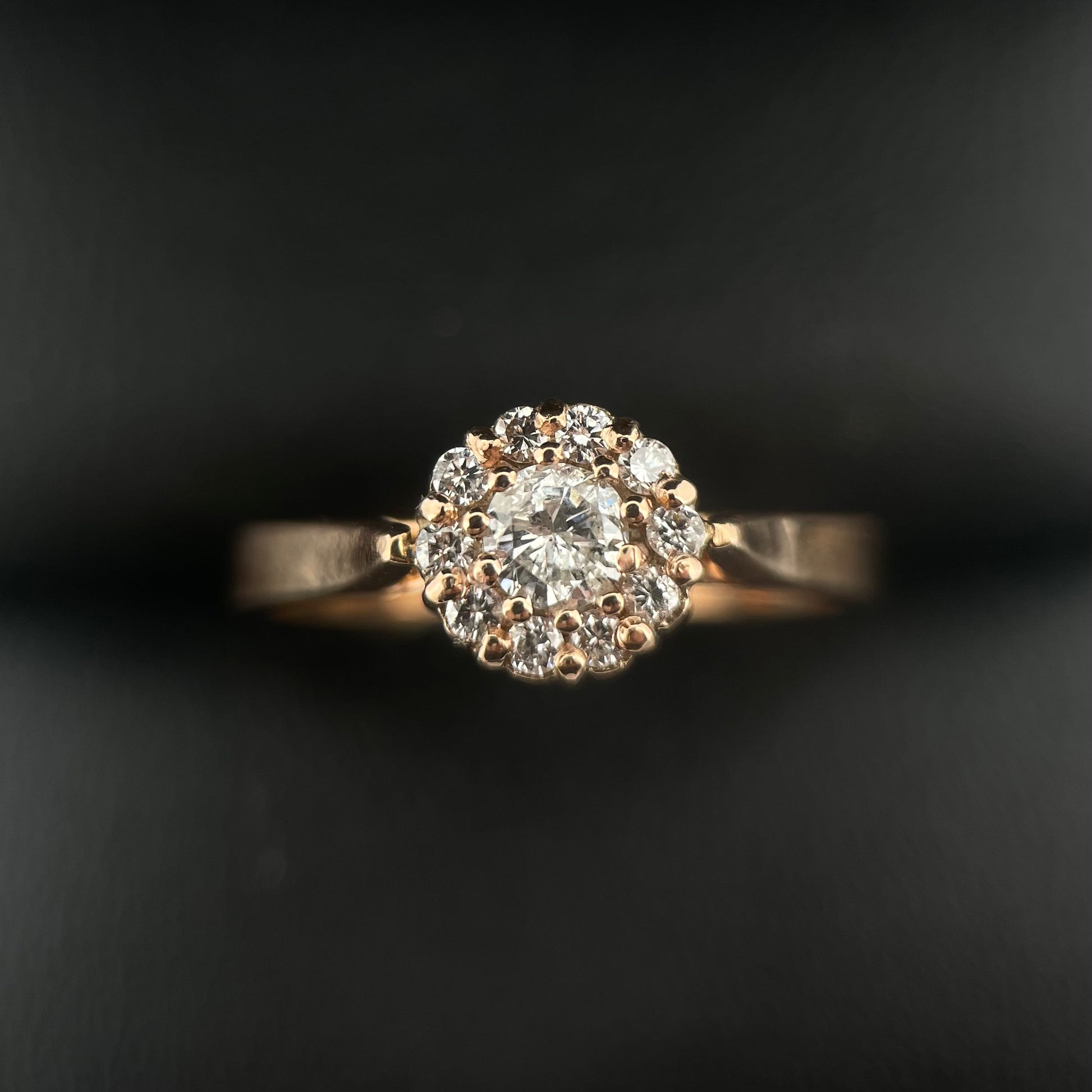 Anillo Compromiso Diamante Redondo 0.19ct + 0.10L Oro 14k Rosa