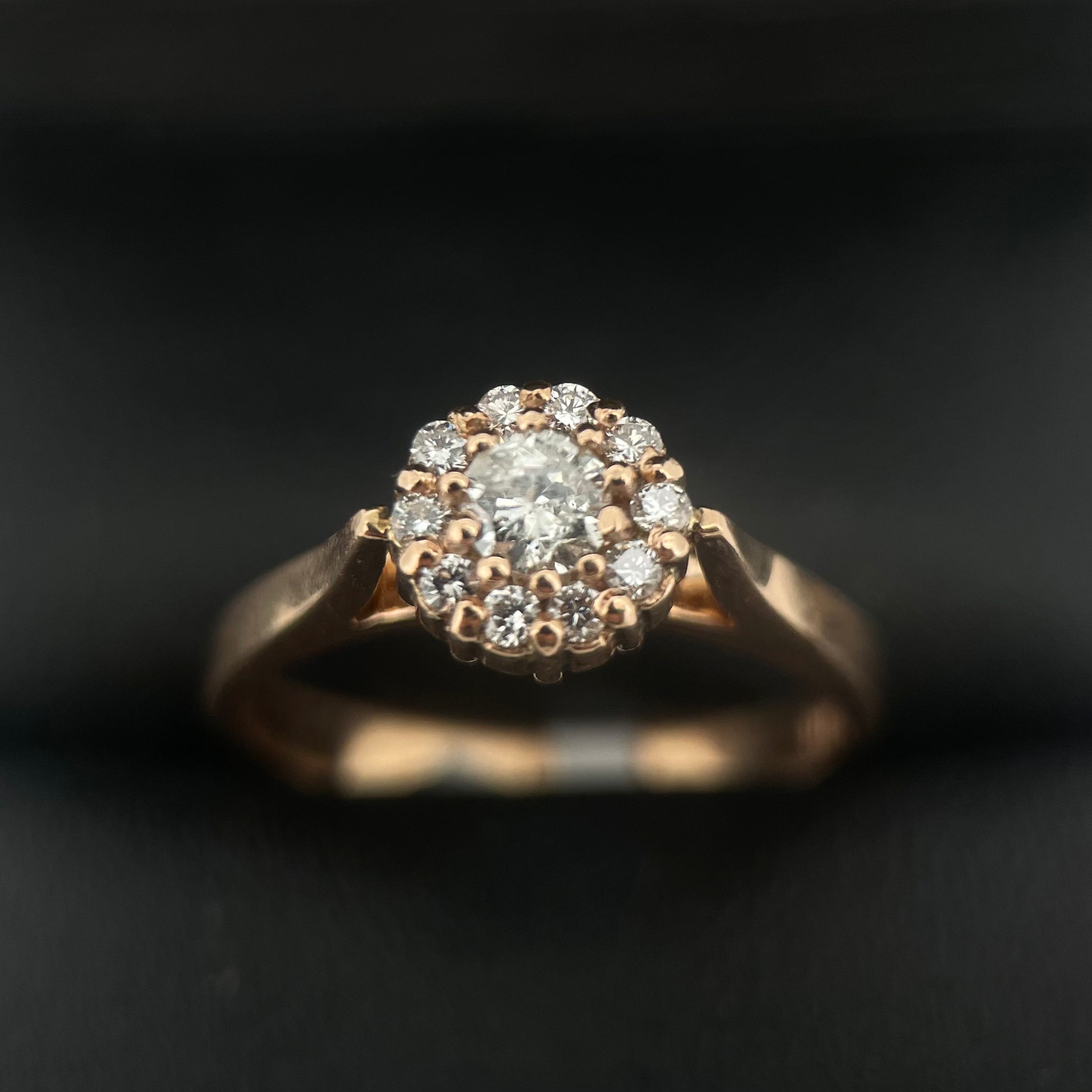 Anillo Compromiso Diamante Redondo 0.19ct + 0.10L Oro 14k Rosa