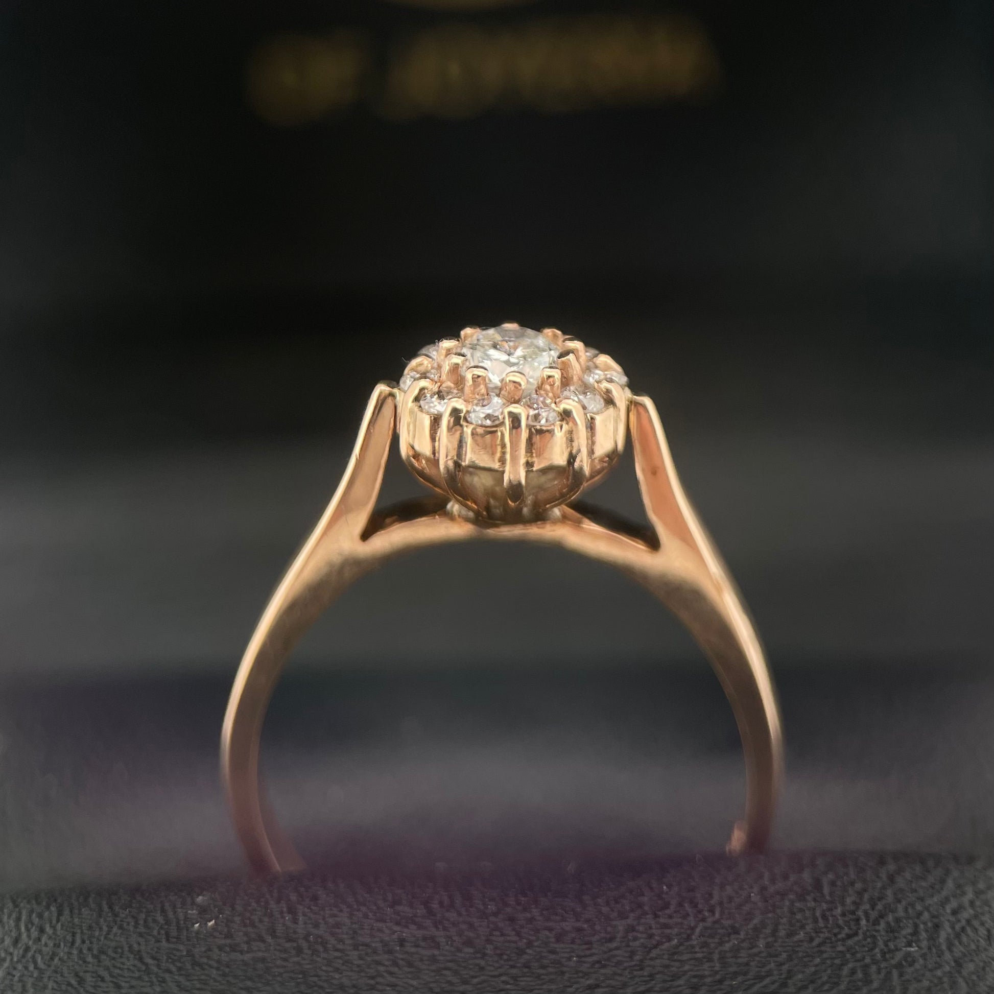 Anillo Compromiso Diamante Redondo 0.19ct + 0.10L Oro 14k Rosa
