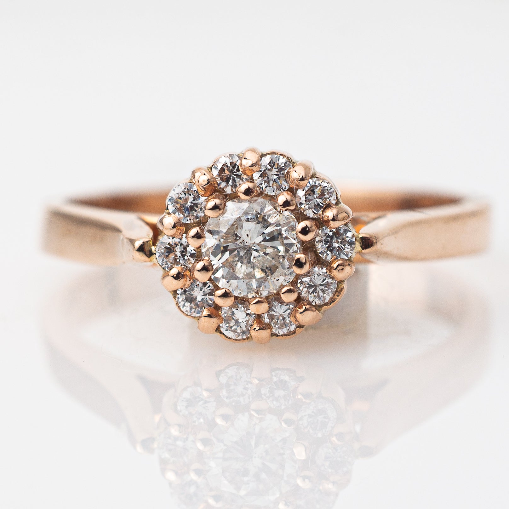 Anillo Compromiso Diamante Redondo 0.19ct + 0.10L Oro 14k Rosa