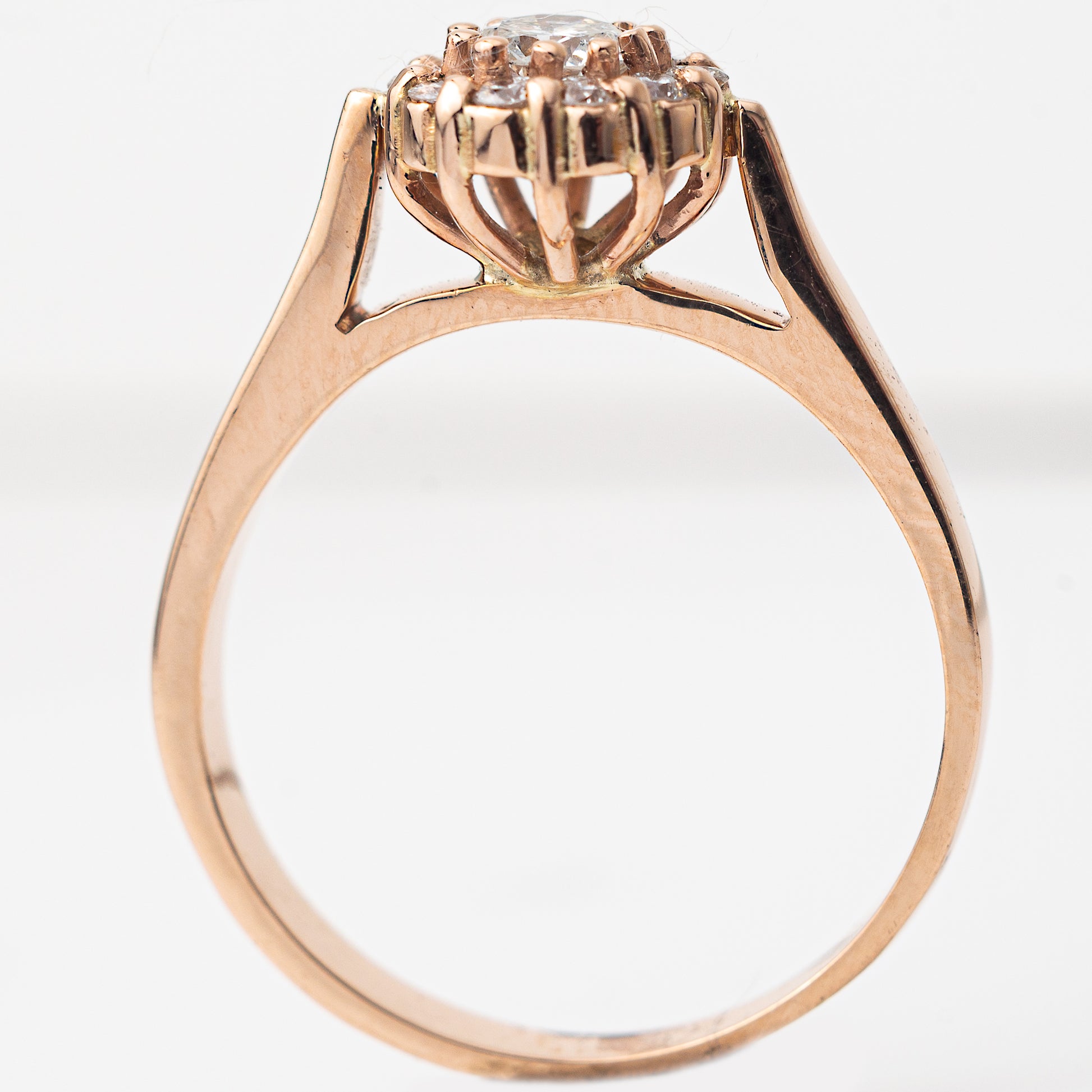 Anillo Compromiso Diamante Redondo 0.19ct + 0.10L Oro 14k Rosa